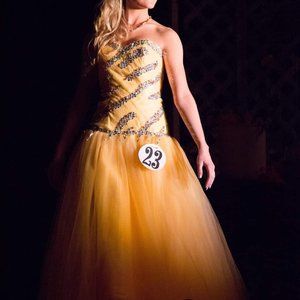 Custom Yellow Gold Pageant/Prom Gown